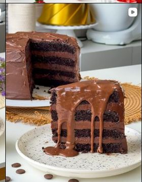 Fatia de bolo de chocolate