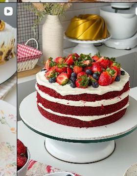 Red velvet decorado com morangos